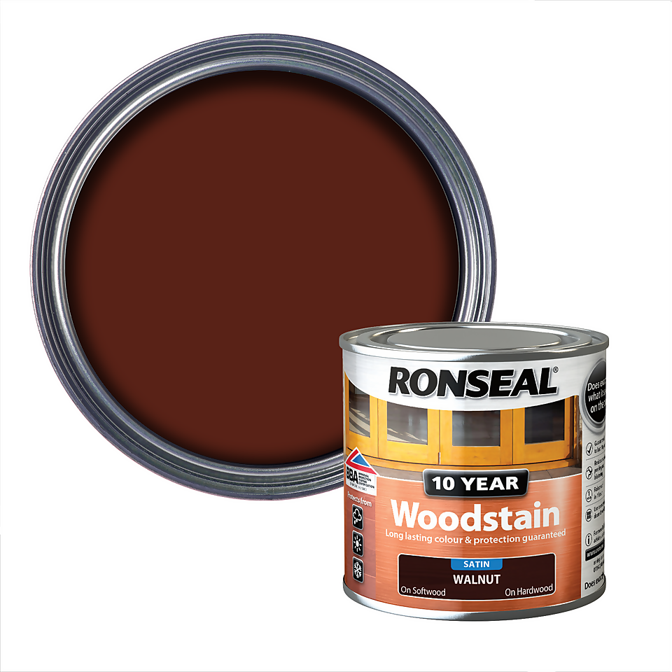 Ronseal 10 Year Woodstain Walnut Satin - 250ml