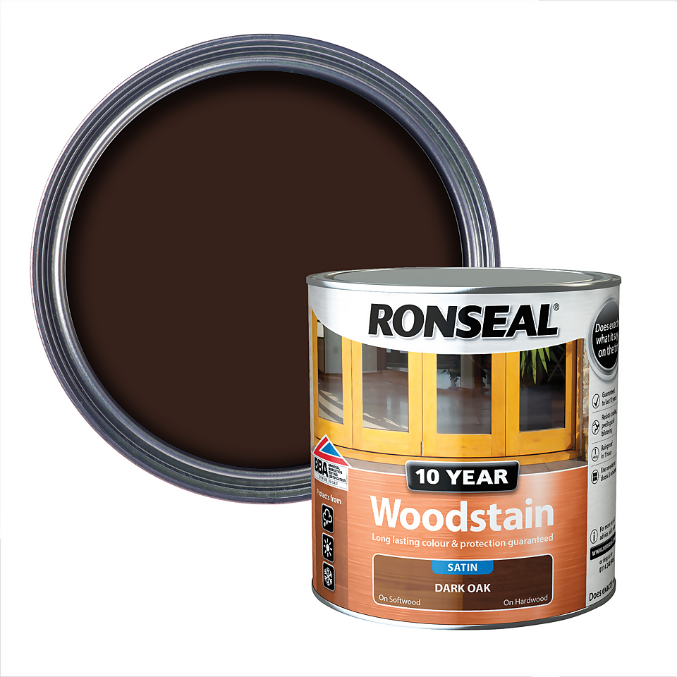 Ronseal 10 Year Woodstain Dark Oak Satin -  750ml