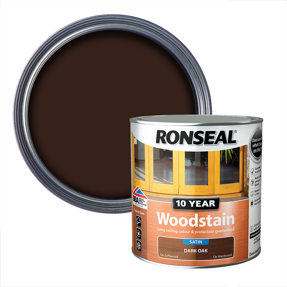 Ronseal 10 Year Woodstain Dark Oak Satin -  2.5L