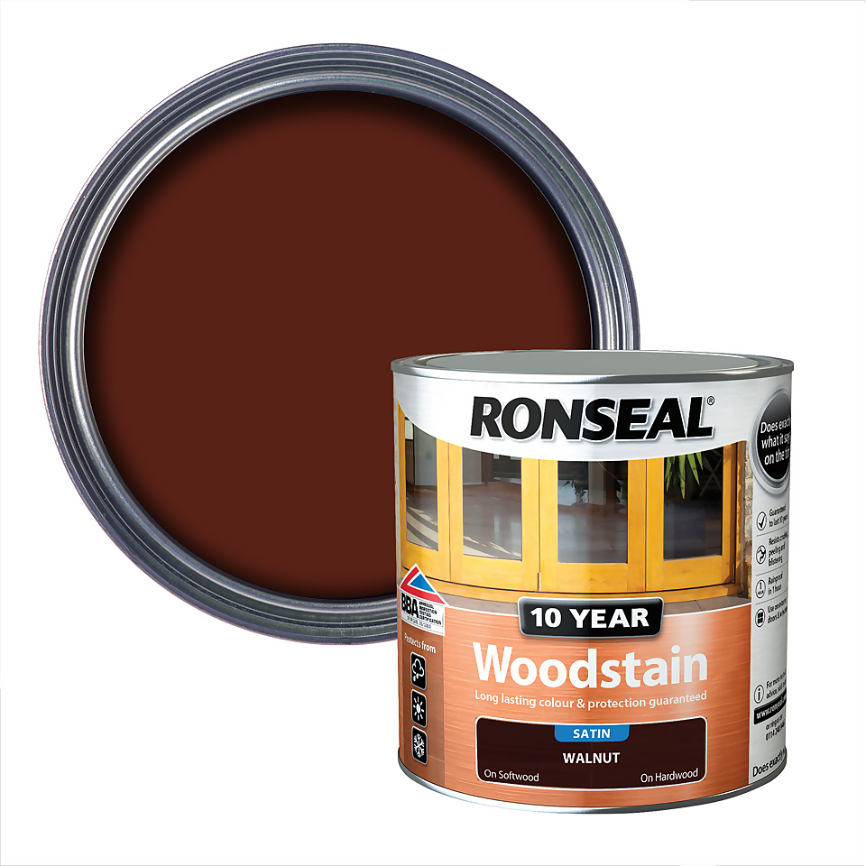 Ronseal 10 Year Woodstain Walnut Satin -  2.5L