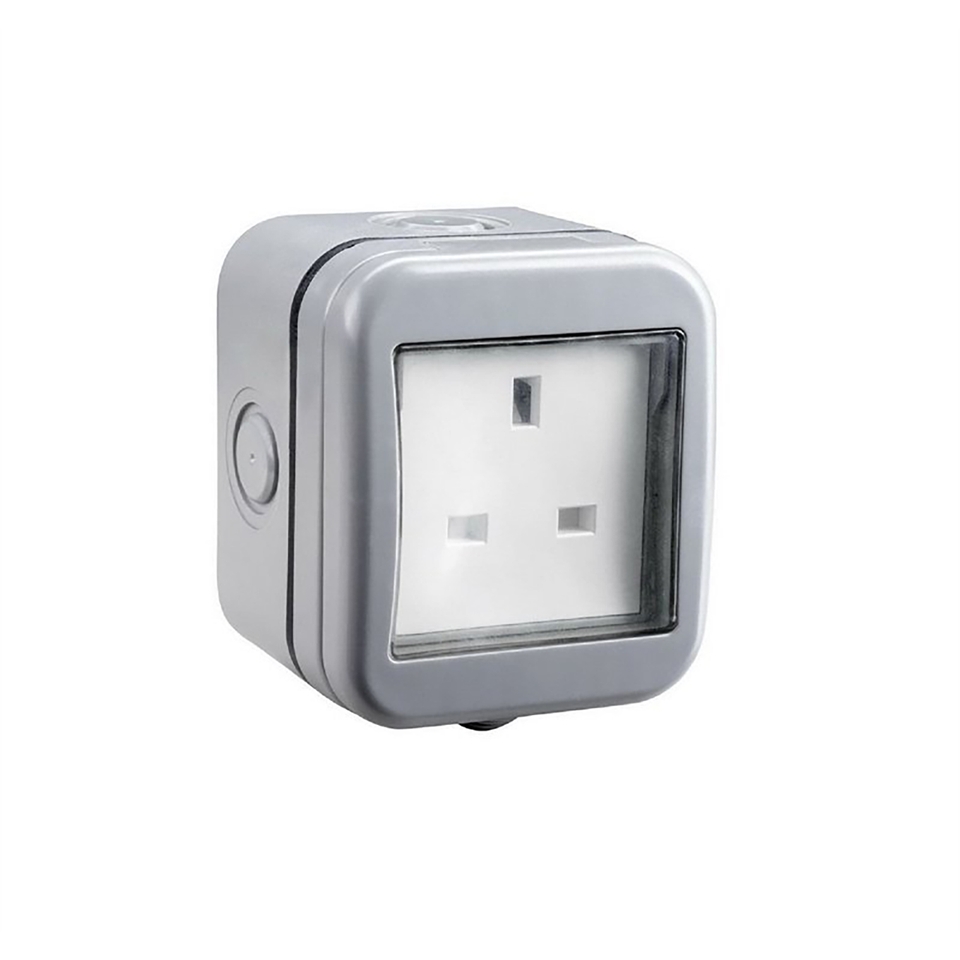 BG 13 Amp 1 Gang Unswitched Weatherproof Socket IP55 Rated Grey
