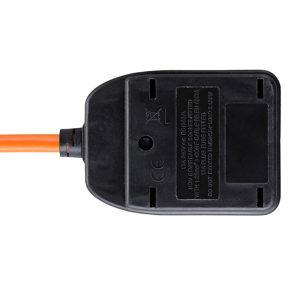 Masterplug 1 Socket Heavy Duty Extension Lead 10m Orange/Black