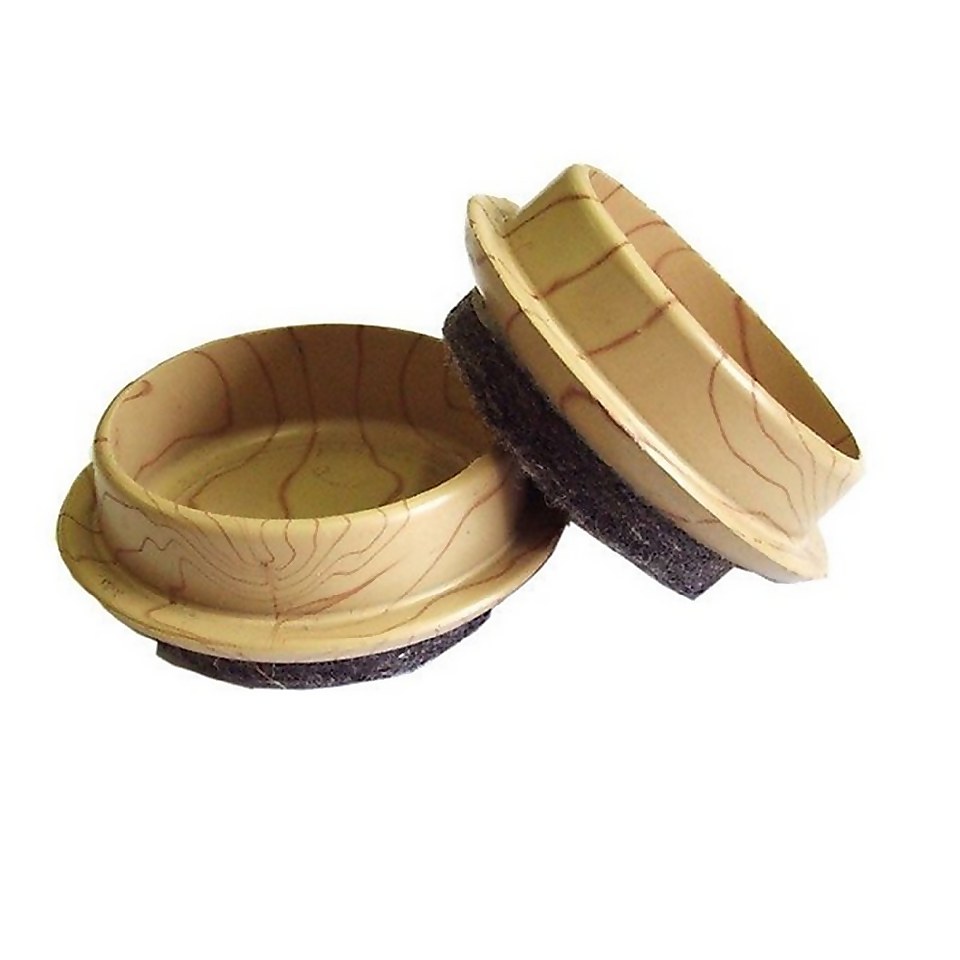 Castor Cups With Felt Base - Light Wood Grain - 45mm - 4 pack