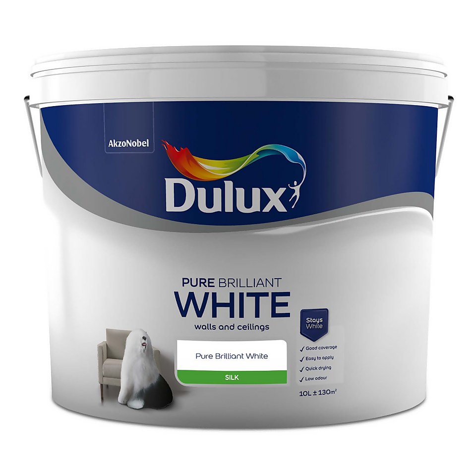 Dulux Silk Emulsion Paint Pure Brilliant White - 10L