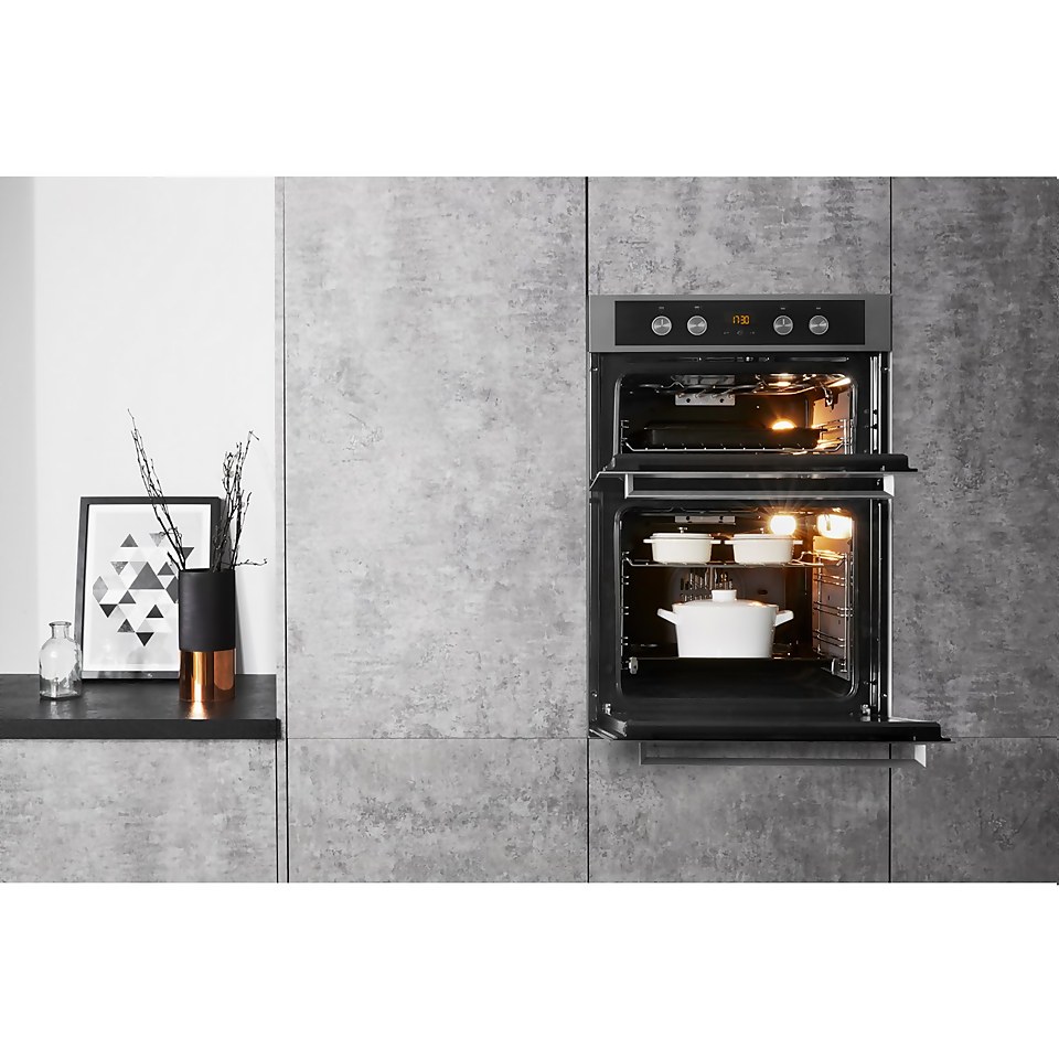 Hotpoint Class 5 DKD5 841 J C IX Built-in Double Electric Oven - Black