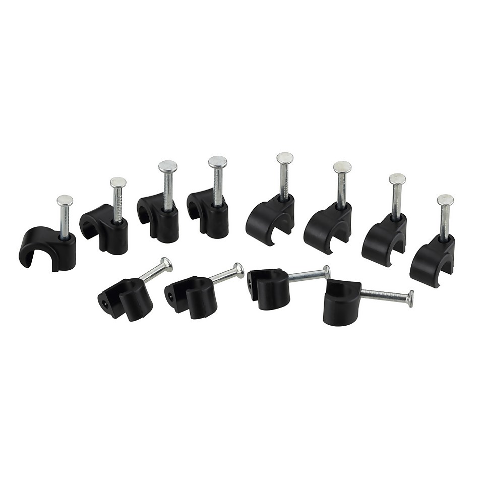 Masterplug Coaxial Cable Clips 7mm Black 50 Pack