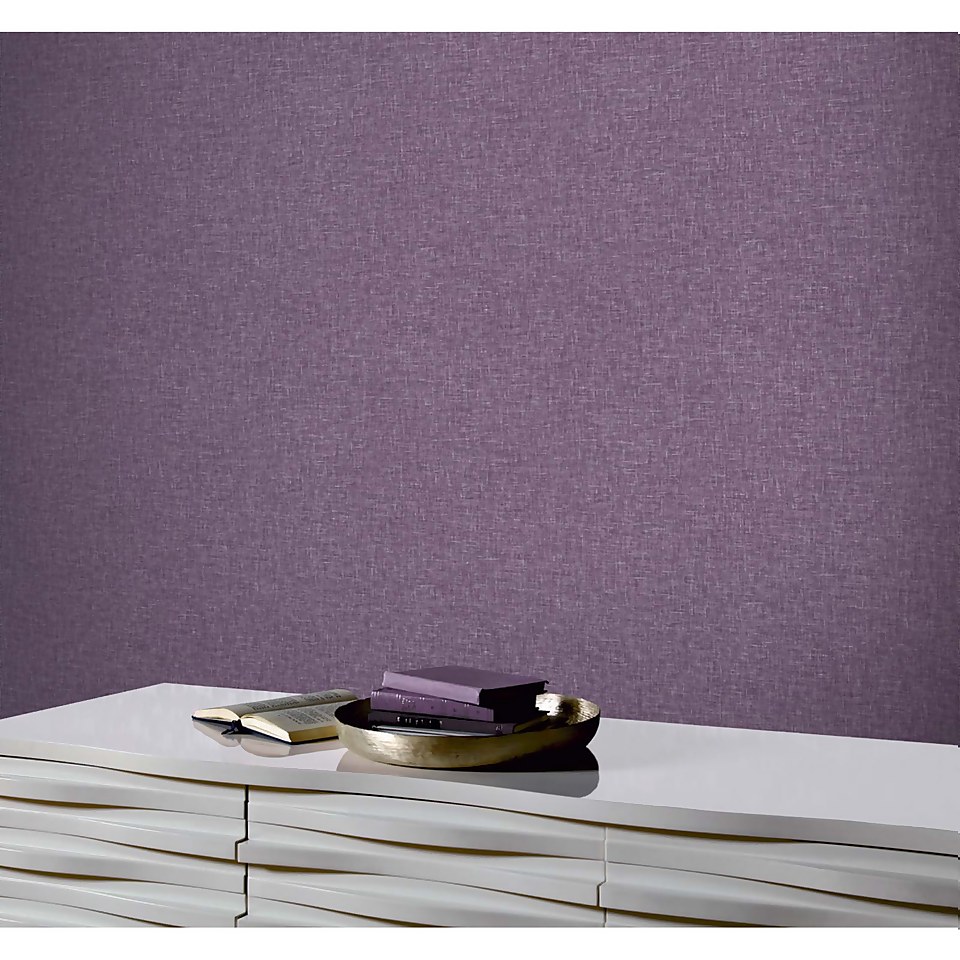 Arthouse Linen Texture Plain Textured Wallpaper - Heather