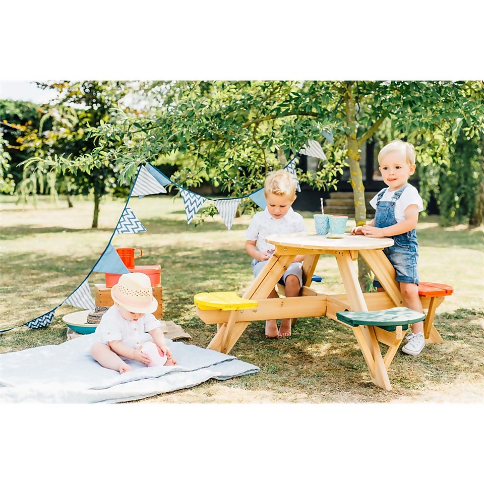 Plum Circular Picnic Table with Coloured Seats Homebase