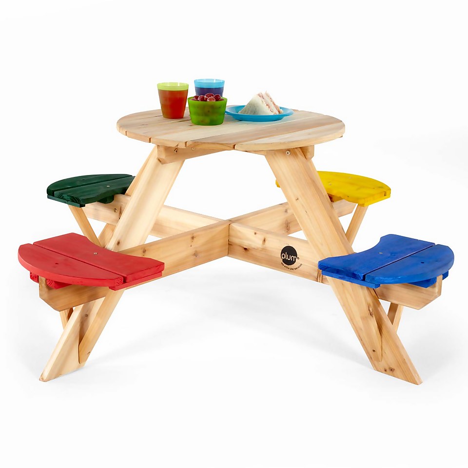 Plum Circular Picnic Table with Coloured Seats