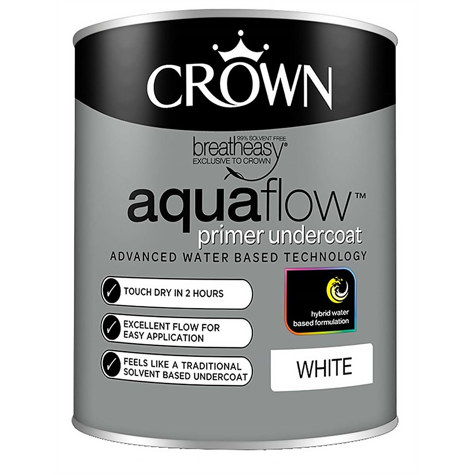 Crown Aquaflow Undercoat Pure Brilliant White - 750ml