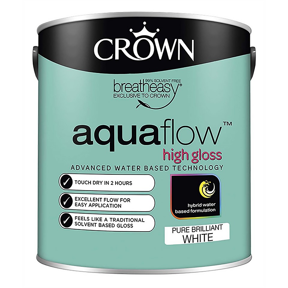 Crown Aquaflow Gloss Pure Brilliant White - 2.5L