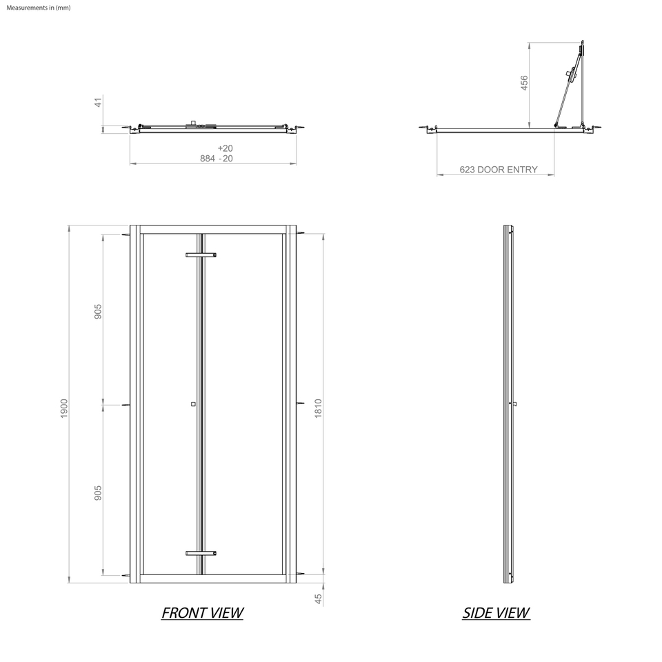 Aqualux Bi-fold Shower Door - 900mm (6mm Glass)