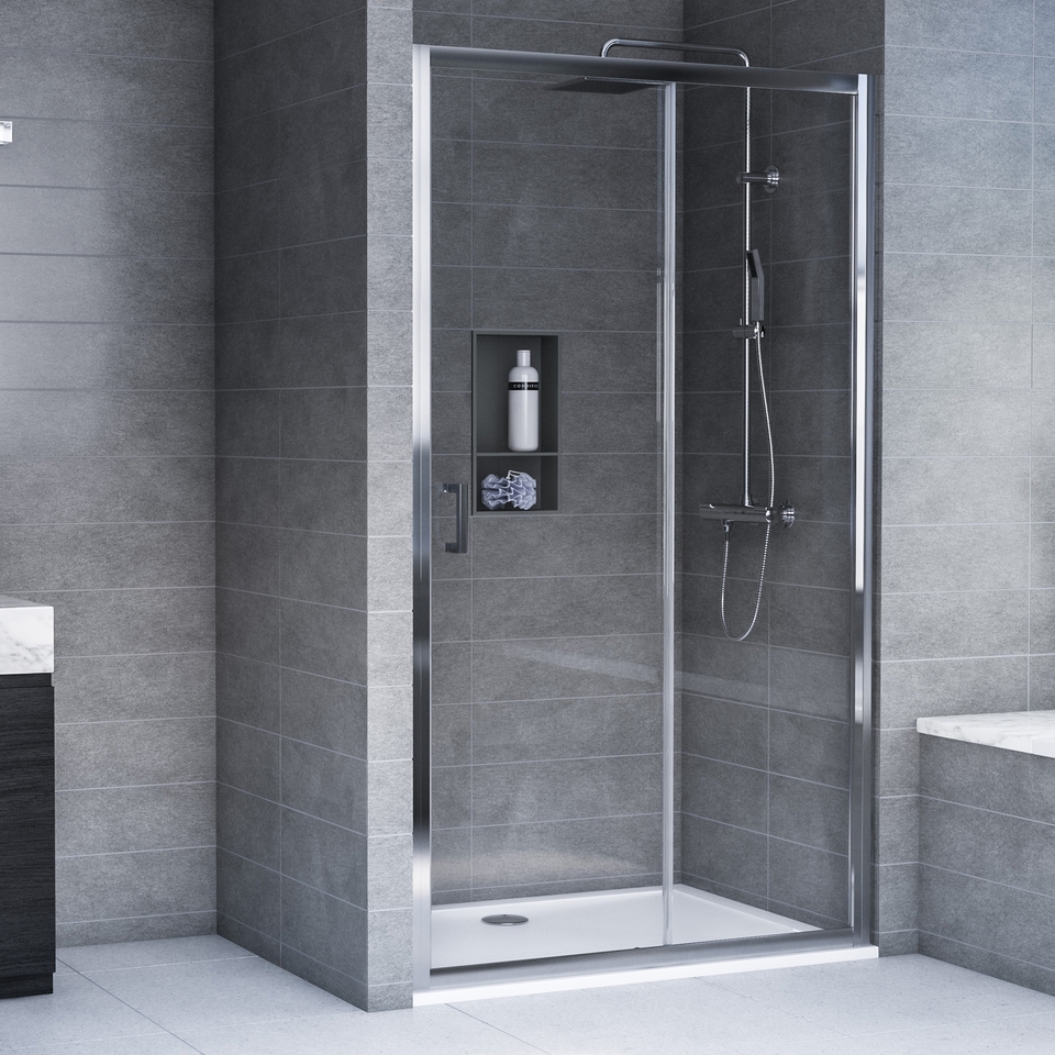 Aqualux Sliding Shower Door - 1400 x 1900mm (6mm Glass)
