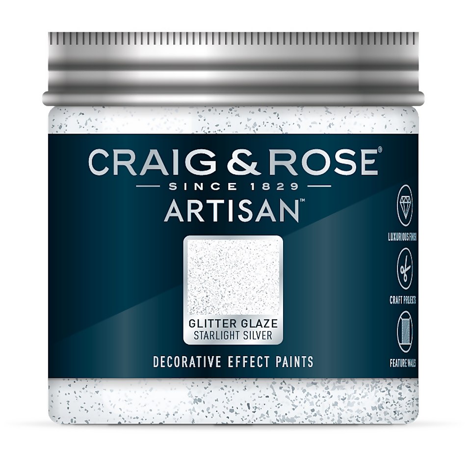 Craig & Rose Artisan Glitter Glaze Paint Starlight Silver - 100ml