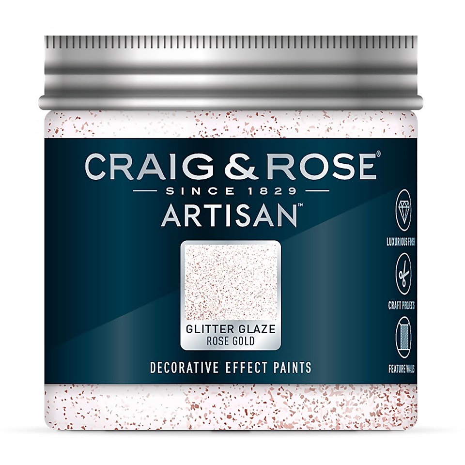 Craig & Rose Artisan Glitter Glaze Paint Rose Gold -100ml