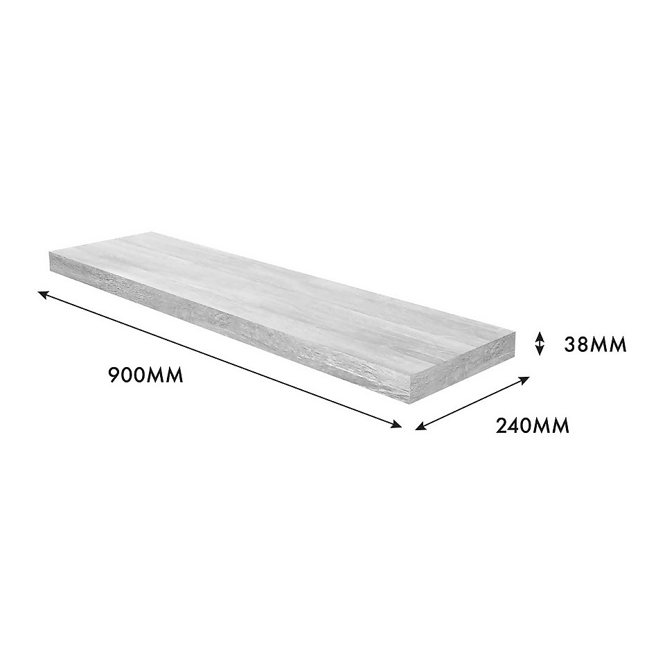 Floating Shelf - Grey Oak - 900 x 235 x 38mm
