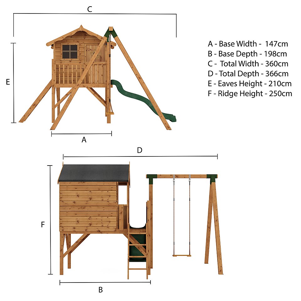 Mercia 4ft11in x 4ft11in Tulip Wooden Playhouse with Activity Set