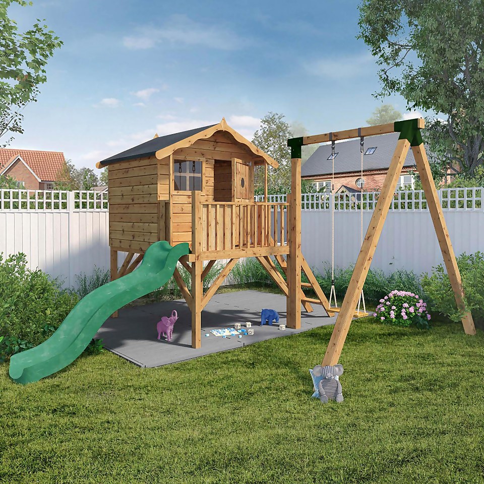 Mercia 4ft11in x 4ft11in Tulip Wooden Playhouse with Activity Set