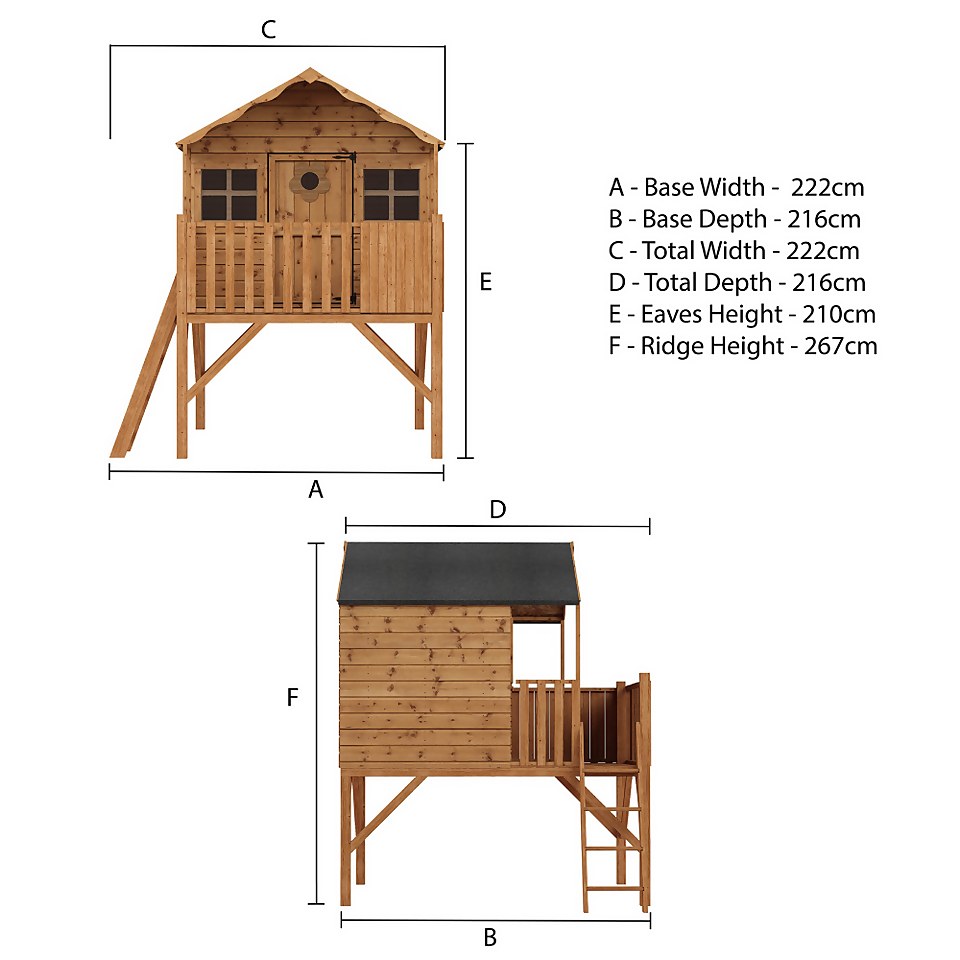 Mercia 8 x 7ft Honeysuckle Wooden Playhouse with Tower - Installation Included