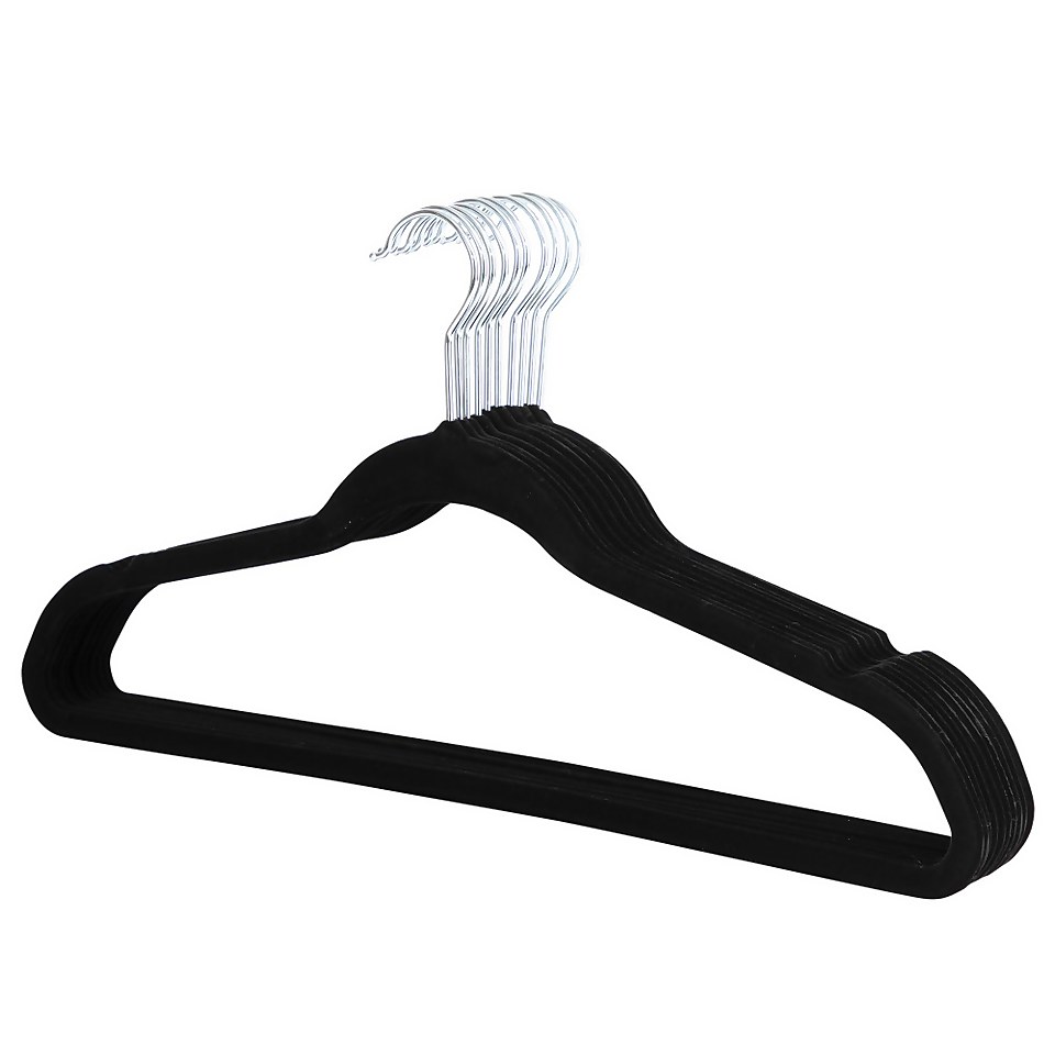 Black Velvet Clothes Hangers - 10 Pack