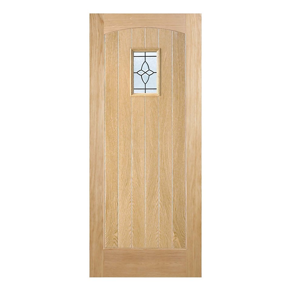 Cottage External Glazed Unfinished Oak 1 Lite Door - 813 x 2032mm