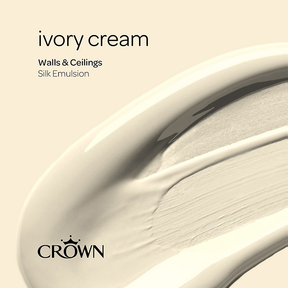 Crown Walls & Ceilings Silk Emulsion Paint Ivory Cream - 2.5L