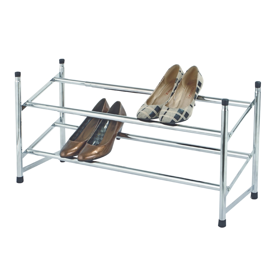2 Tier Extendable Shoe Rack Chrome Homebase