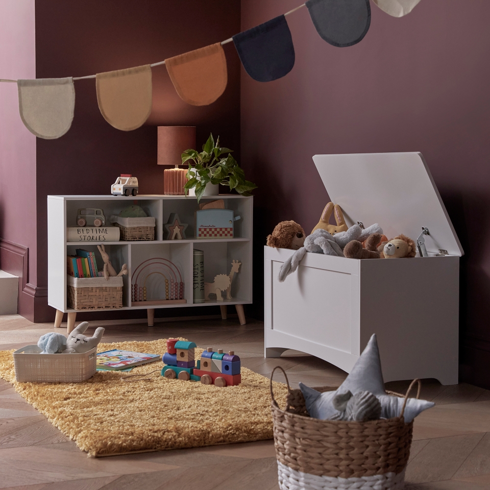 Kids Toy Box White 780 x 390 x 450mm Homebase