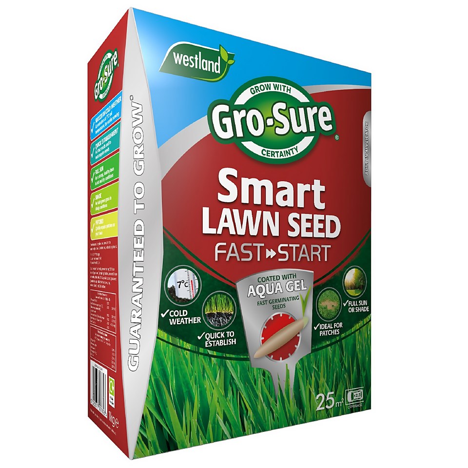 Gro-Sure Aqua Gel Coated Fast Start Smart Grass Lawn Seed - 25m²
