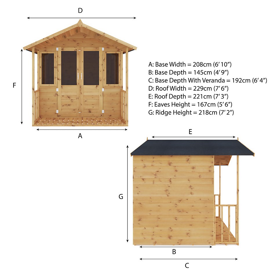 Mercia 7 x 7ft Traditional Summerhouse  - Installation Included