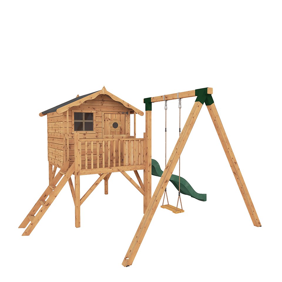 Mercia 4ft11in x 4ft11in Tulip Wooden Playhouse with Activity Set - Installation Included