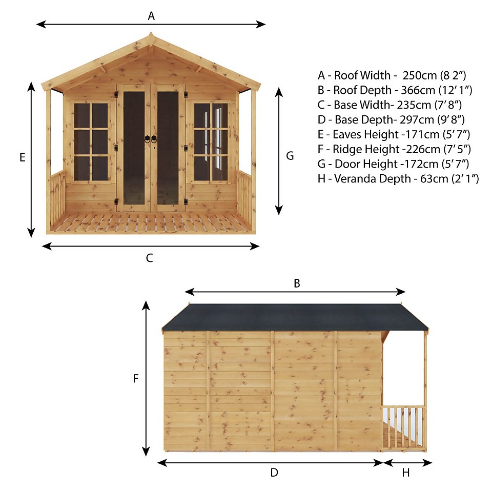 Mercia 12 x 8ft Traditional Summerhouse - Installation Included