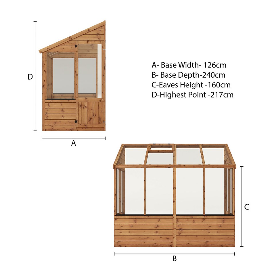 Mercia 8 x 4ft Lean To Greenhouse - Installation Included
