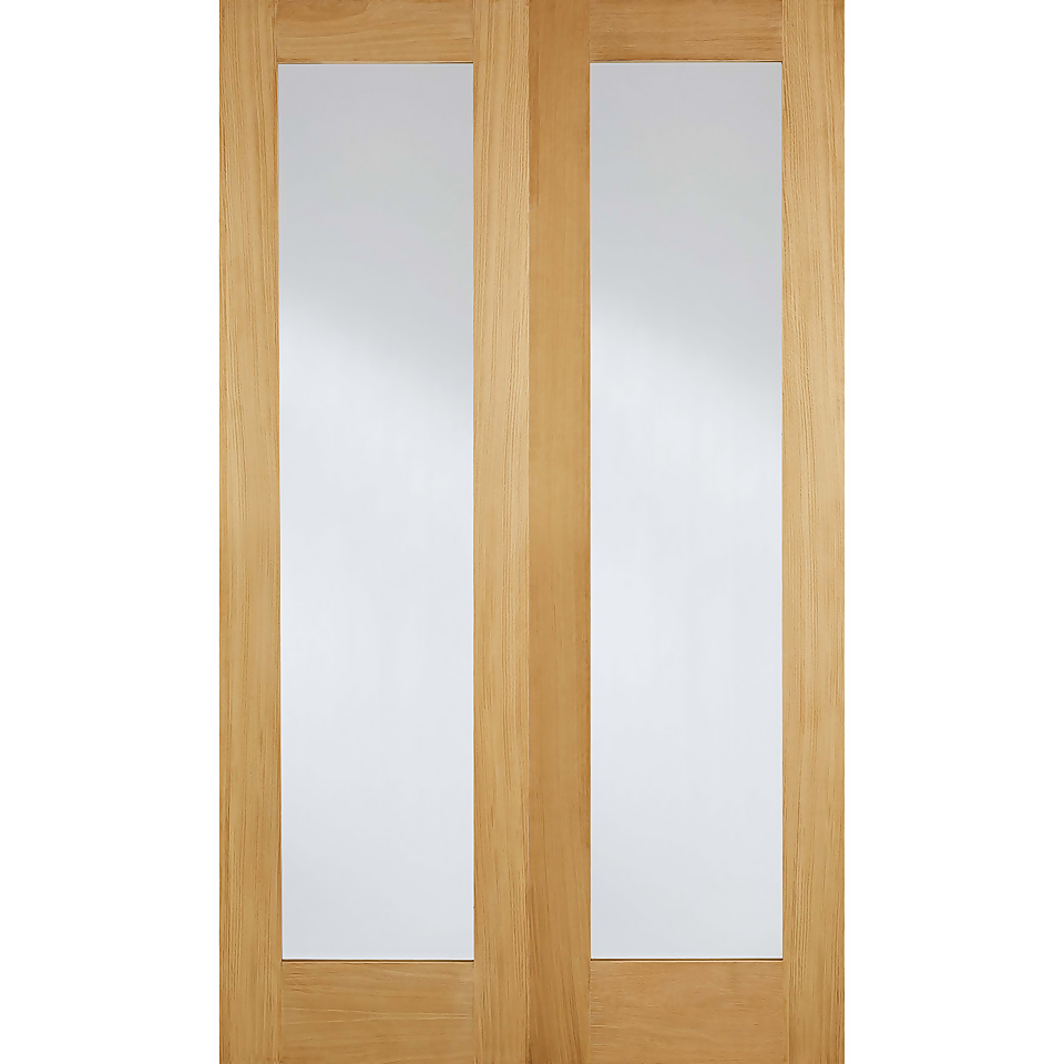 Pattern 20 Internal Glazed Unfinished Oak 1 Lite Pair Doors - 915 x 1981mm