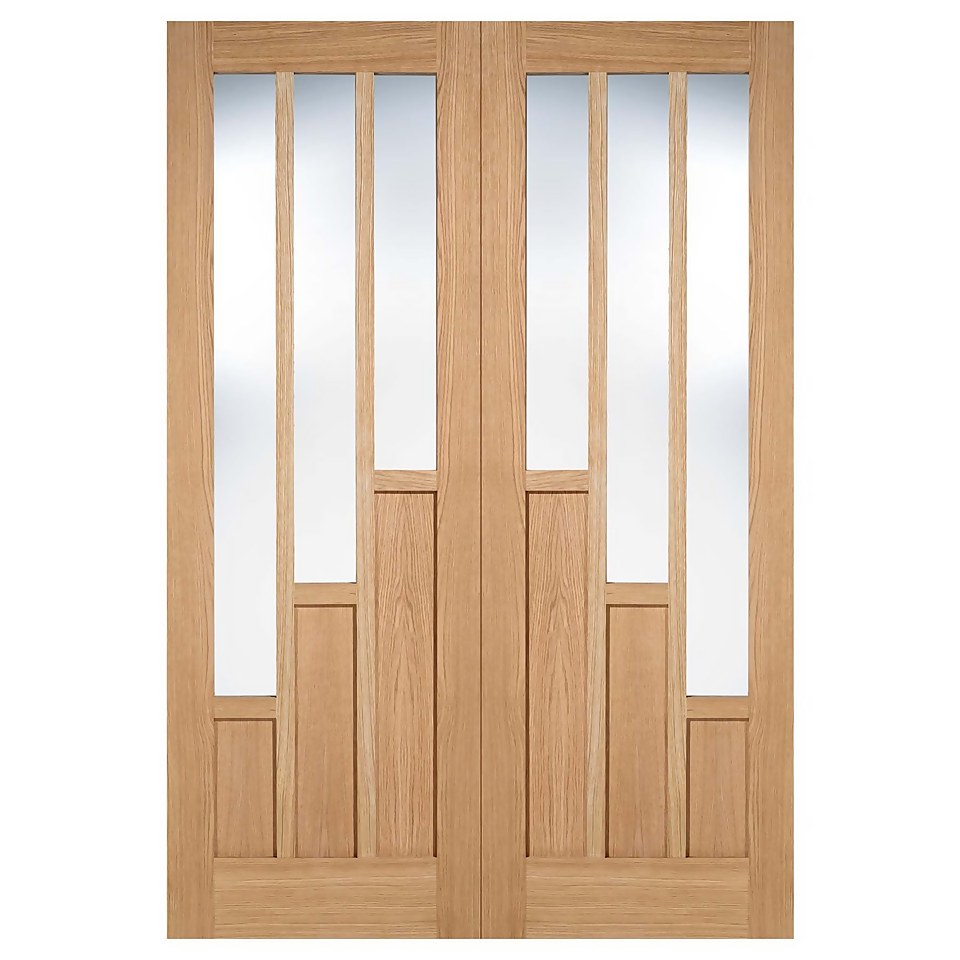 Coventry Internal Glazed Unfinished Oak 3 Lite Pair Doors - 1067 x 1981mm