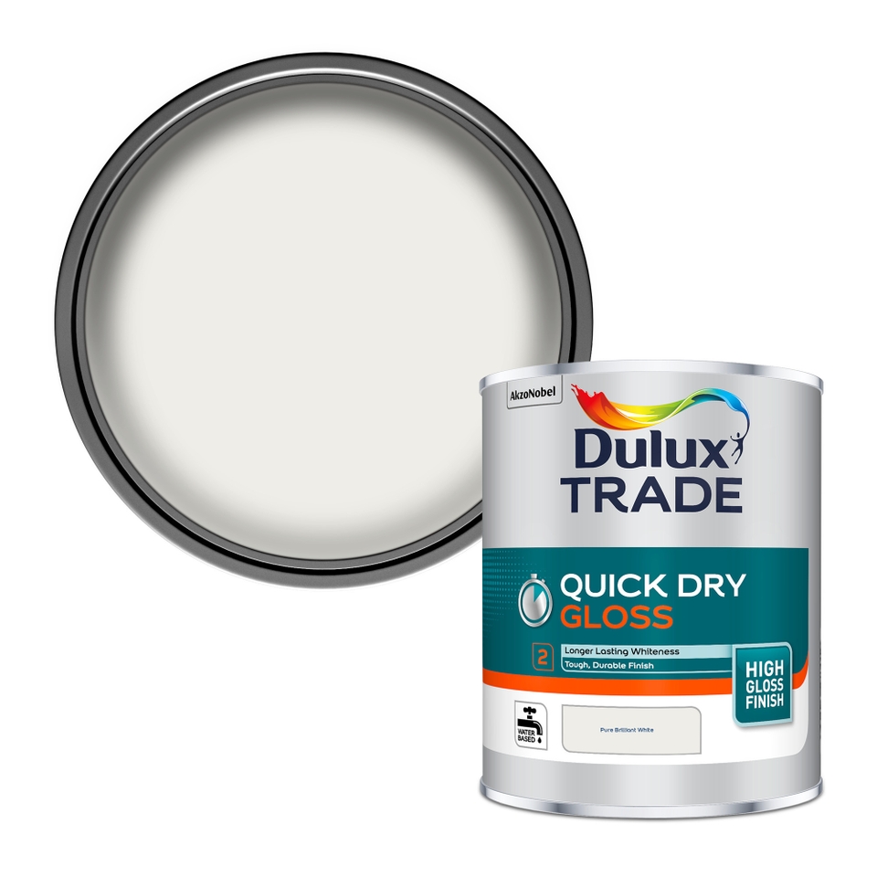 Dulux Trade Quick Drying Gloss Paint Pure Brilliant White - 1L