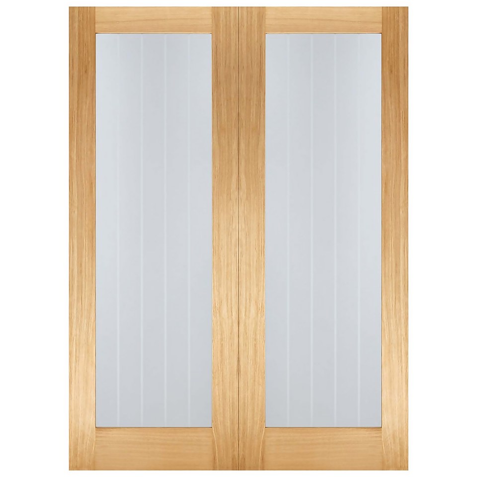 Mexicano Internal Glazed Unfinished Oak 1 Lite Pair Doors 1067 x