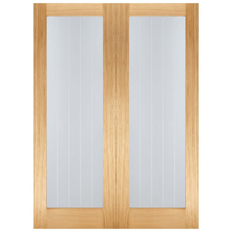Mexicano Internal Glazed Unfinished Oak 1 Lite Pair Doors - 1372 x 1981mm