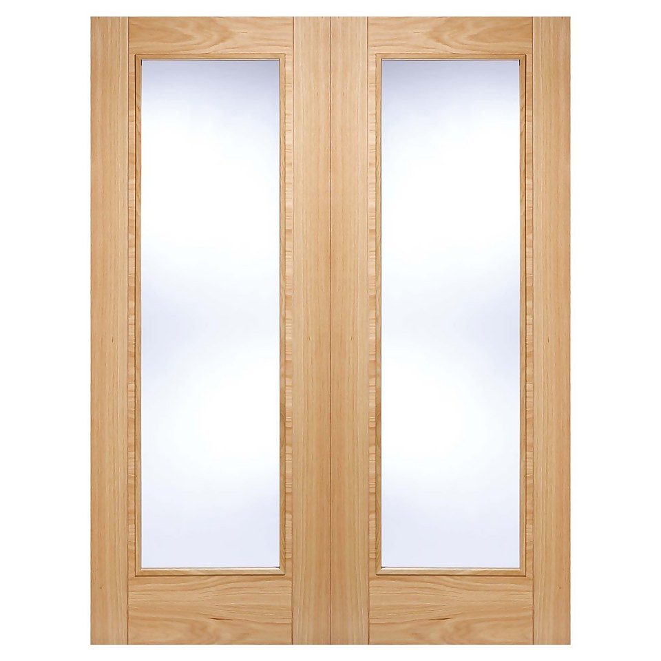 Vancouver Pattern 10 Internal Glazed Pre-Finished Oak 1 Lite Pair Doors - 1372 x 1981mm