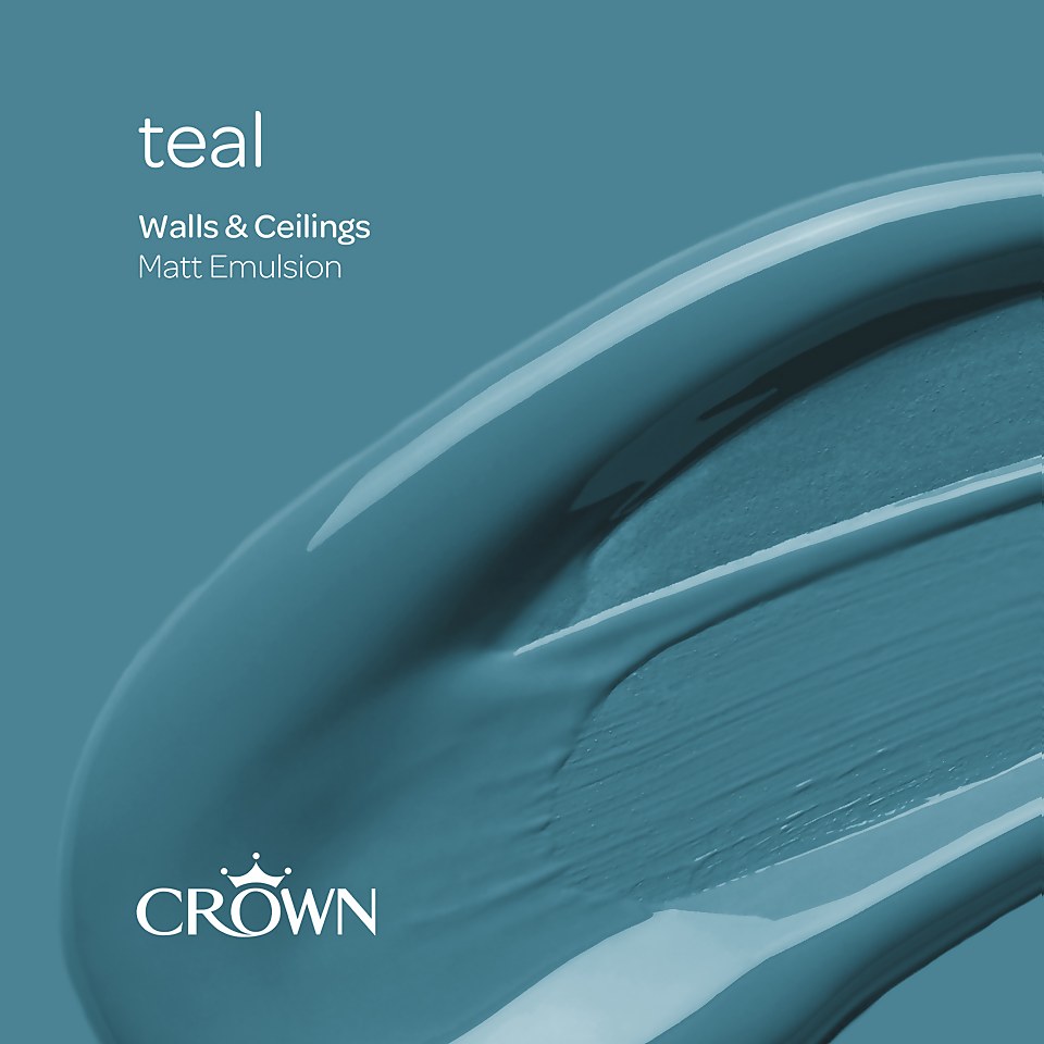 Crown Walls & Ceilings Matt Emulsion Paint Teal - Tester 40ml