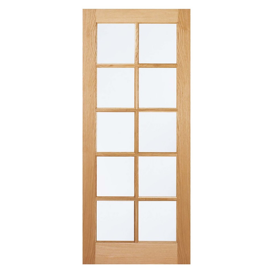 SA Internal Glazed Unfinished Oak 10 Lite Door - 762 x 1981mm