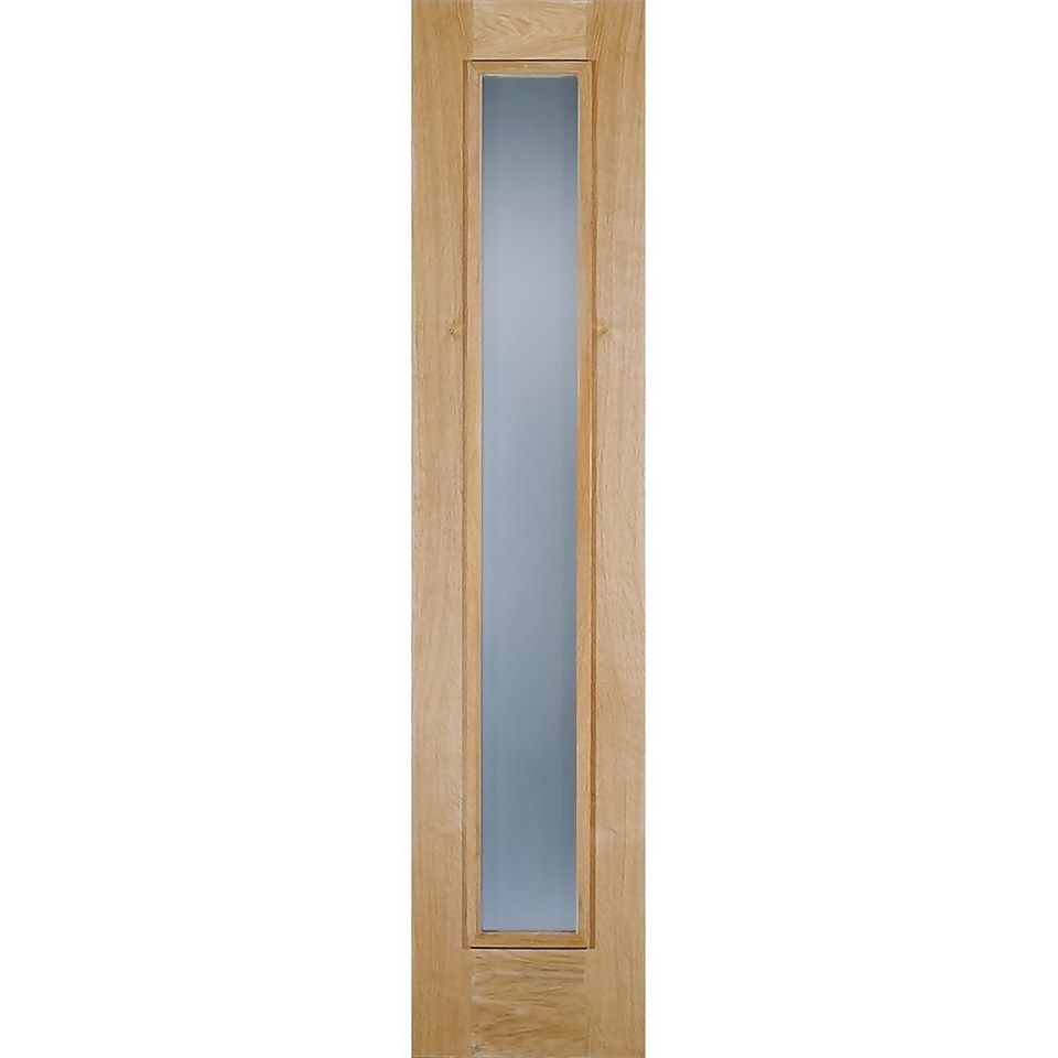 Frosted External Glazed Unfinished Oak 1 Lite Sidelight - 457 x 2057mm