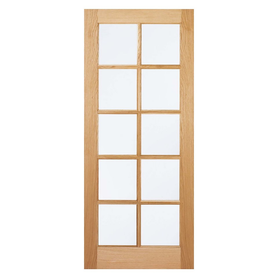SA Internal Glazed Unfinished Oak 10 Lite Door - 686 x 1981mm