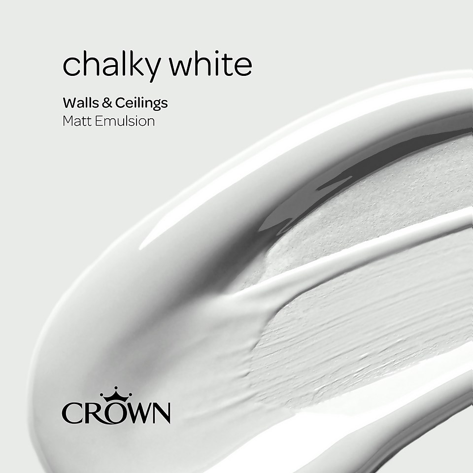 Crown Walls & Ceilings Matt Emulsion Paint Chalky White - 2.5L