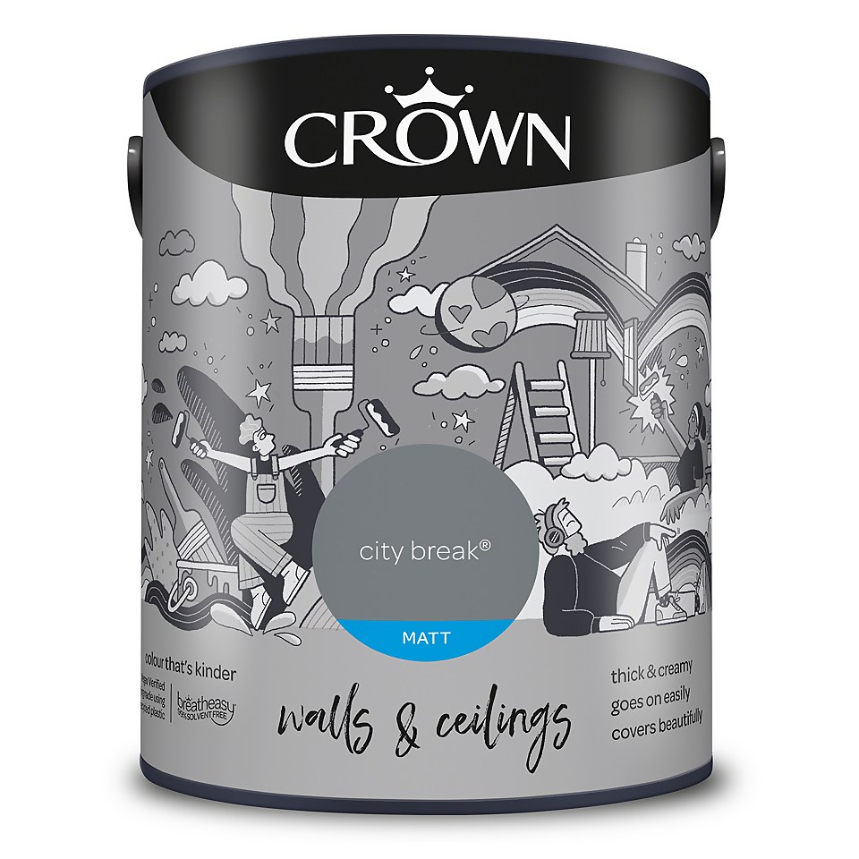 Crown Walls & Ceilings Matt Emulsion Paint City Break - 5L