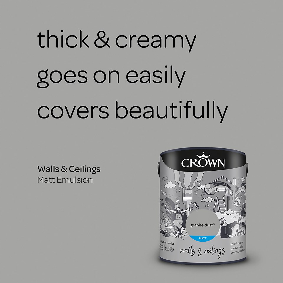 Crown Walls & Ceilings Matt Emulsion Paint Granite Dust - 5L