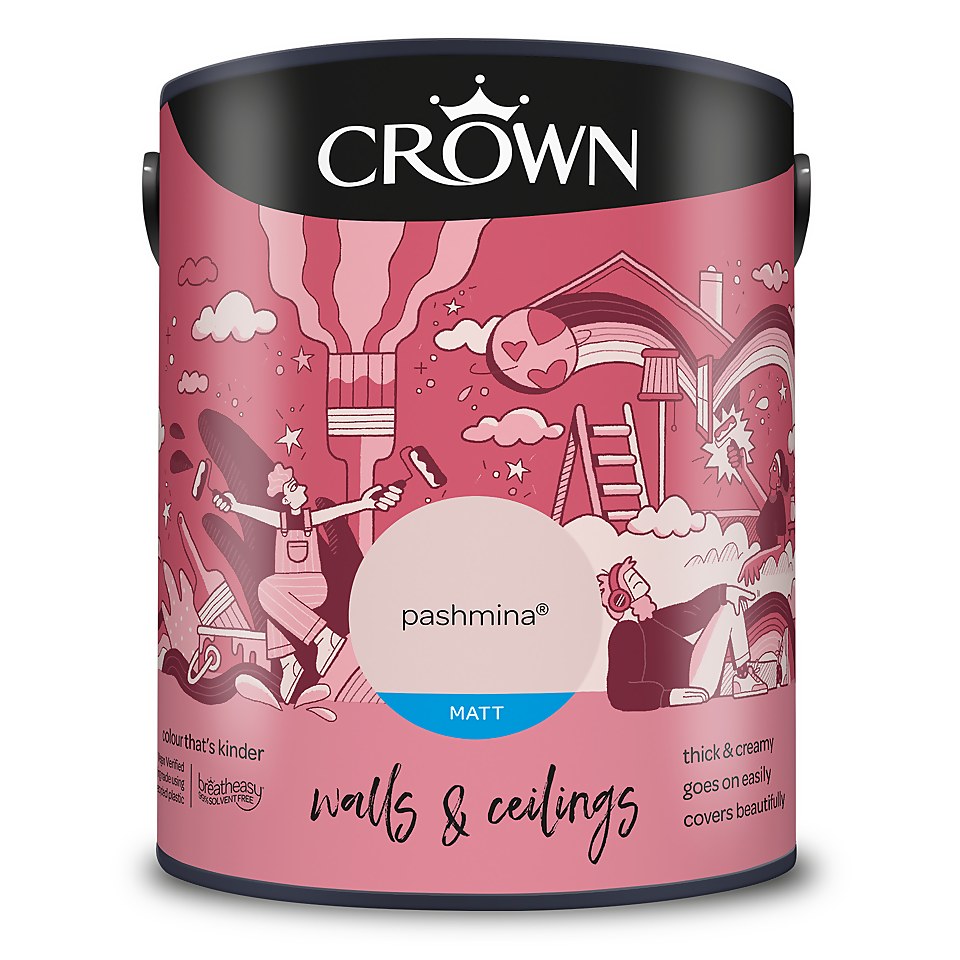 Crown Walls & Ceilings Matt Emulsion Paint Pashmina - 5L