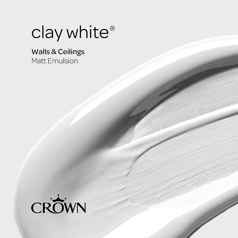 Crown Walls & Ceilings Matt Emulsion Paint Clay White - 5L