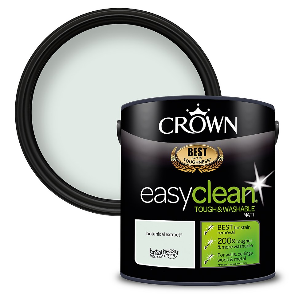 Crown Easyclean Washable & Wipeable Multi Surface Matt Paint Botanical Extract - 2.5L