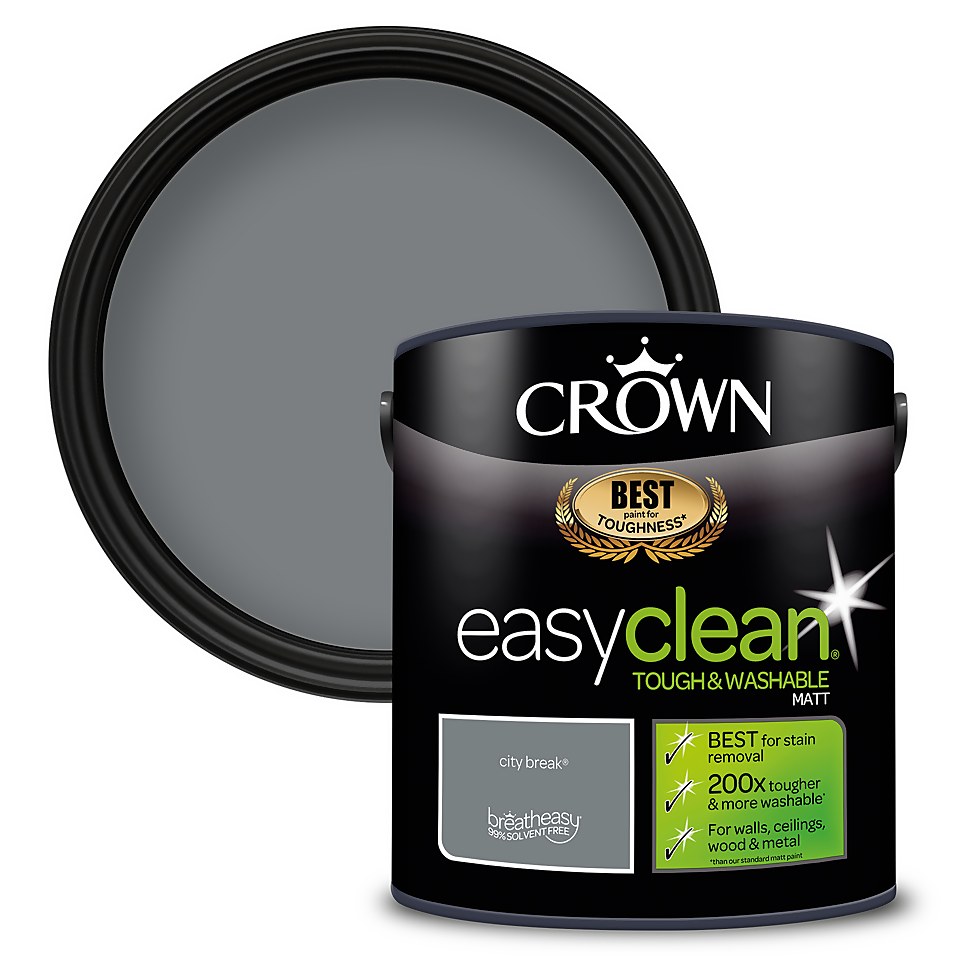 Crown Easyclean Tough & Washable Matt Paint City Break - 2.5L